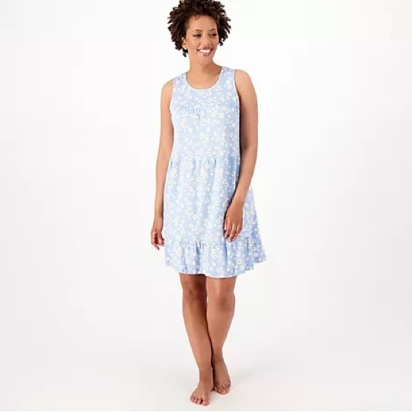 Koolaburra by UGG Cotton Rayon Tiered Cottage Lounge Dress Floral Casual Comfy - Picture 1 of 8